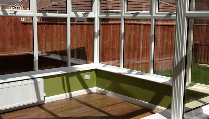 A modern interior shot of a new conservatory