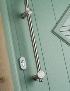 Secure locking door with modern handle.