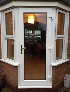 Secure locking door with modern handle.