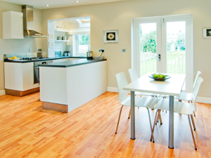 Modern kitchen with french doors.